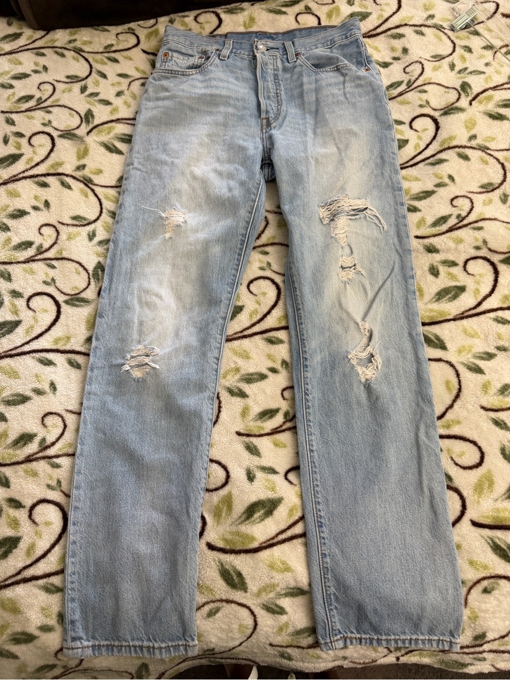 Levi's 501 Original Fit Distressed Jeans Women's Distressed Straight Leg Jeans